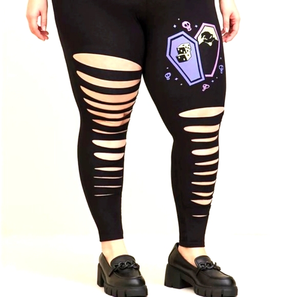 ❤️NWT VINTAGE TORRID LEGGING NIGHTMARE BEFORE CHRISTMAS OOGIE BOOGIE HALLOWEEN - Picture 8 of 12